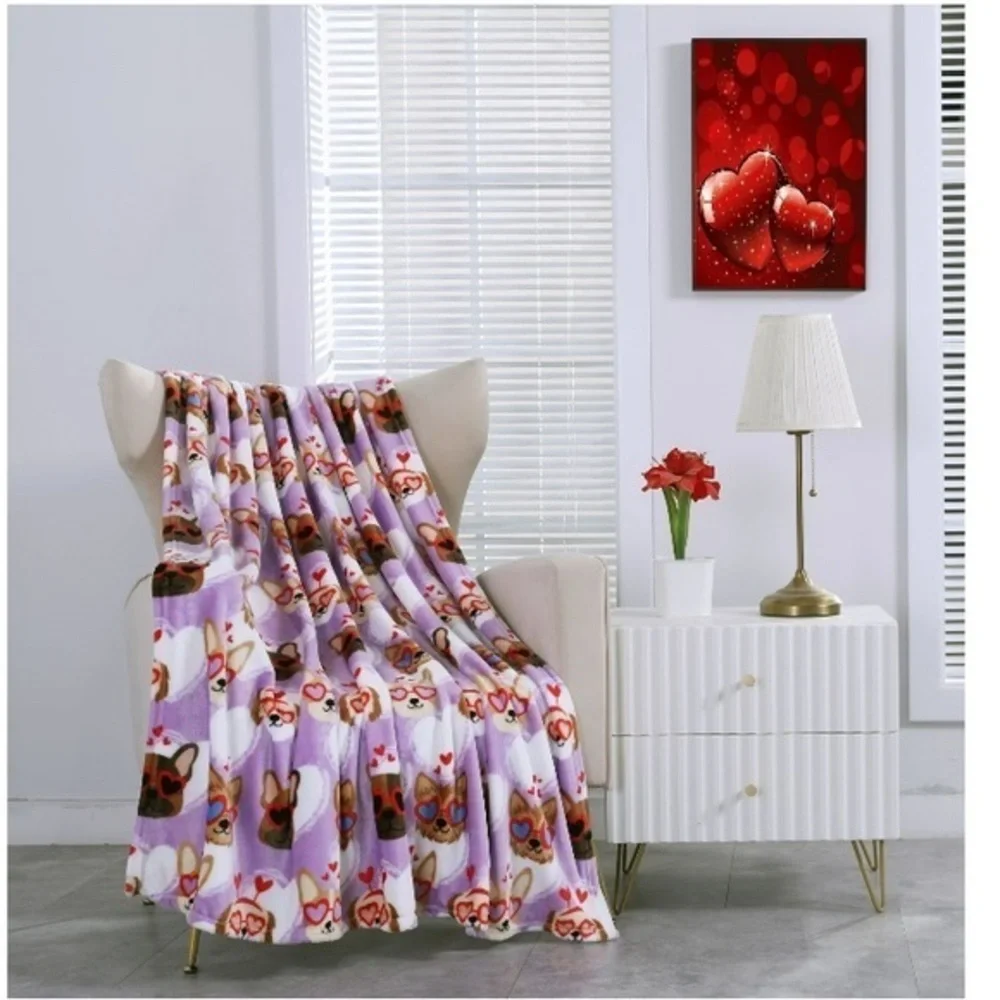 Happy Pup Throw Blanket Size‎ 50”X60”New